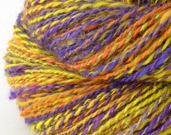 Handspun Yarn -  Hand Spun Merino Silk Bamboo Mohair Yarn - Art Yarn- 1.75oz, 200yd, 17WPI