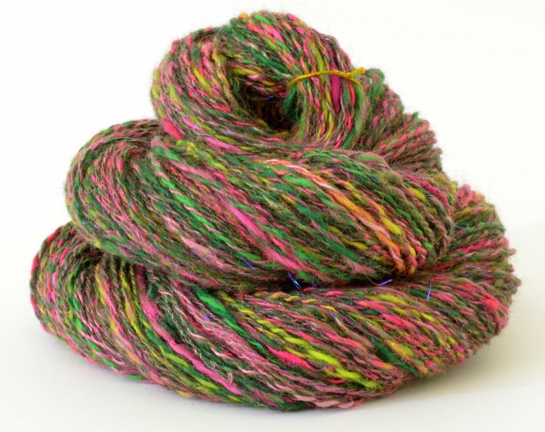 180yd 18WPI Art Yarn- 1.5oz Hand Spun Silk and Merino Yarn Handspun Yarn