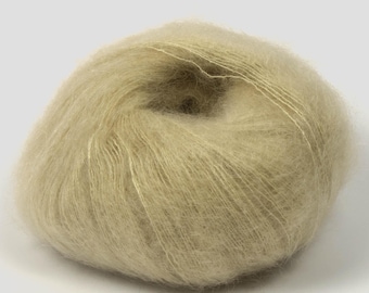 Silk Mohair Italian Fluffy (Dyed Sand) 25g 200m Wool Yarn Knitting Crochet Lace 2 ply