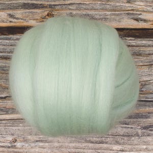 Corriedale Top (Teñido Menta) 100 g Lana mecha para hilar y fieltrar, color azul claro
