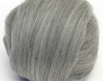 Merino Top (Natural Medium Grey) 100g  Wool Roving Spinning Fibre Needle Felting