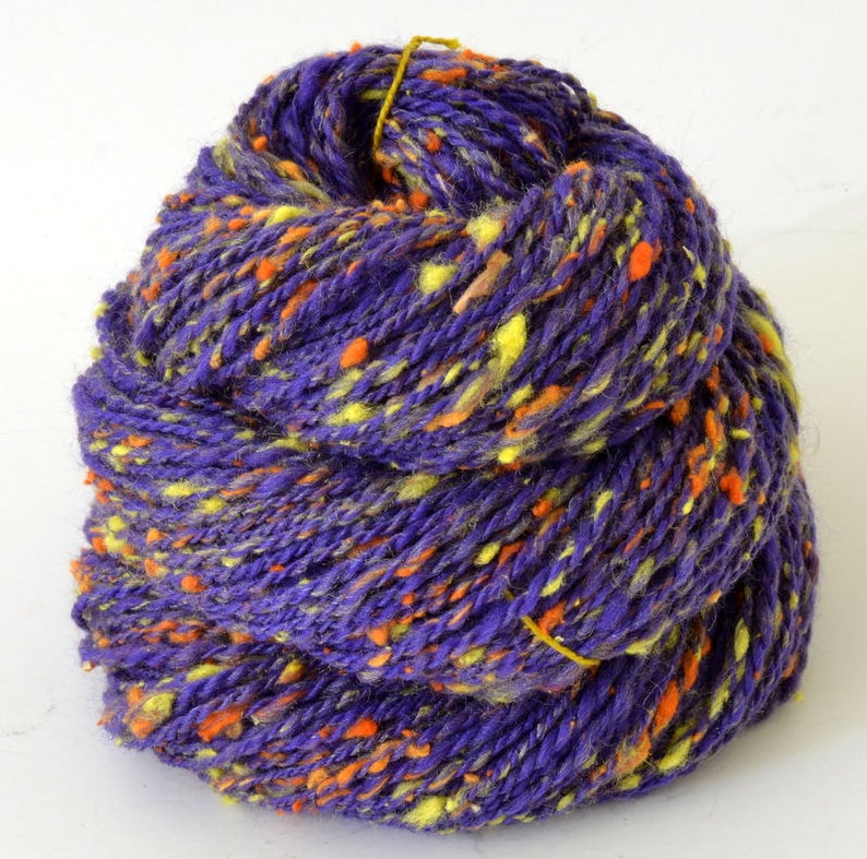 128yd 16WPI Handspun Yarn Sport Art Yarn- 1.5oz Hand Spun Tweed Silk Merino Yarn