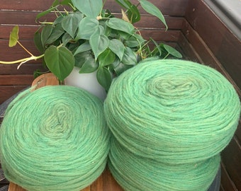 Unspun Yarn Plates - Green Pencil Roving Wool for Knitting