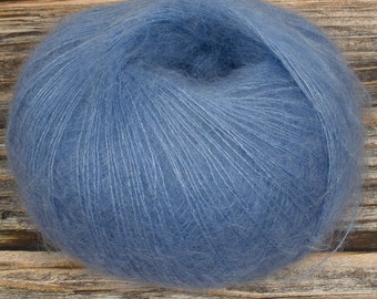Silk Mohair Italian Fluffy (Dyed Sky Blue) 50g 400m Wool Yarn Knitting Crochet Lace 2 ply