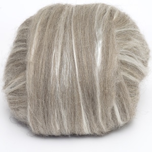 Shetland Top (Natural Grey)/Silk (70/30) 100g  Wool Roving Spinning Fibre Felting