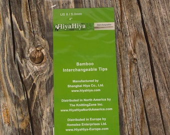 Agujas intercambiables HiyaHiya<br/>Aguja de tejer de bambú de 4 pulgadas y 5 mm de madera