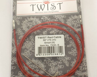 ChiaoGoo Twist Red Lace Cable Small 30 Inch Knitting Needle Cord Interchangeable