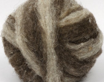 North Ronaldsay Roving (Light Brown/Dark Brown Mix) 100g Wool Spinning Fibre Top