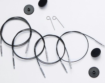 KnitPro Cable Steel 360 Swivel Black/Silver (76 cm to make 100 cm / 16") Knitter's Pride Knit Picks Nylon Fiber Art Tools Australia