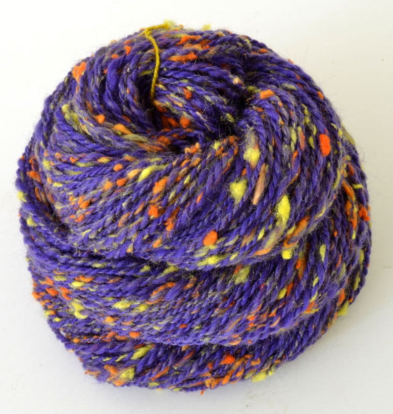 128yd 16WPI Handspun Yarn Sport Art Yarn- 1.5oz Hand Spun Tweed Silk Merino Yarn