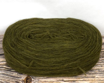 Lambswool Unspun Yarn (Dyed Olive) 75g Yarn Knitting or Crochet 4ply wool craft