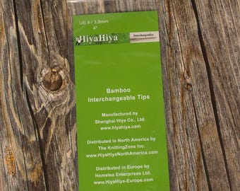 Agujas intercambiables HiyaHiya<br/>Aguja de tejer de bambú de 4 pulgadas y 3,50 mm de madera