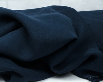 Linen Fabric Premium Stonewashed (Dyed Navy Blue) 200 GSM 1.4m wide (cut to quantity of meters ordered) Soft Flax Washed Apparel