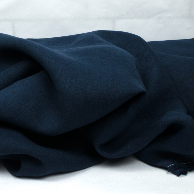 Linen Fabric Premium Stonewashed (Dyed Navy Blue) 200 GSM