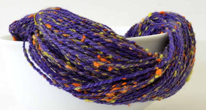 128yd 16WPI Handspun Yarn Sport Art Yarn- 1.5oz Hand Spun Tweed Silk Merino Yarn