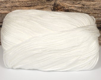 Silky Soft Yarn (Dyed White) 50g 130m 8ply Knitting Crochet Weaving white