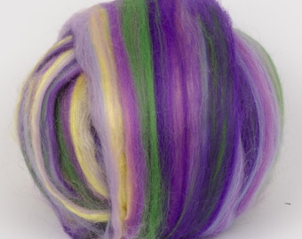 Merino/Silk (85/15) Dyed Viola Vibes Top 100g  Wool Roving Spinning Felting