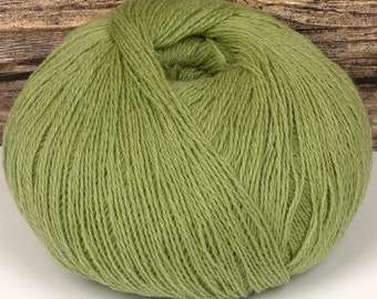 Merino Lace Yarn (Dyed Pistachio) 50g 400m 2 ply Wool Knitting Crochet Weaving