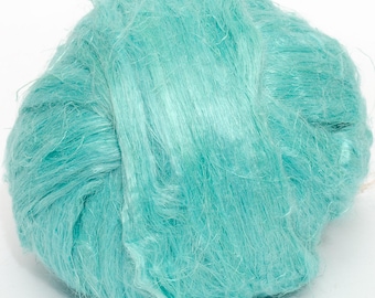 Fibra de lino teñido (Paraíso) DHG 100 g, fibra de hilado de lino, azul, para fieltrar y manualidades