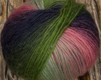 Singles Yarn Variegated (Dyed Blossom) 100% Wool 50g 180m Rainbow Green 5ply Sport Knitting Crochet