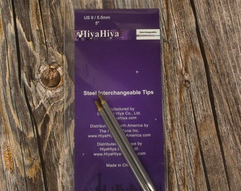 HiyaHiya Interchangable Needles<br/>Steel Regular 5 inch 5.50mm Knitting Metal Steel Needles