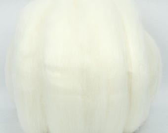 Merino Top Ultra Fino (Blanco Natural) 100 g Lana mecha para hilar y fieltrar con aguja