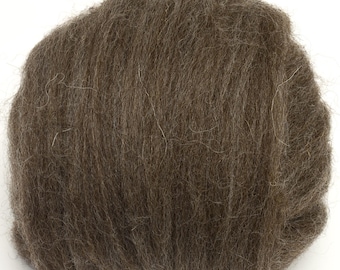 Lana de Nueva Zelanda Top (Marrón Natural) 100 g, mecha para hilar, fibra, fieltro, raza rara