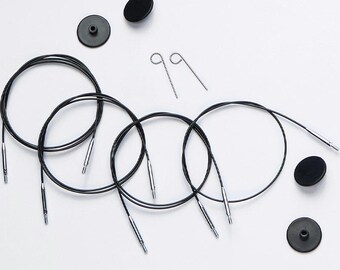 KnitPro Cable Steel 360 Swivel Black/Silver (126 cm to make 150 cm / 16") Knitter's Pride Knit Picks Nylon Fiber Art Tools Australia