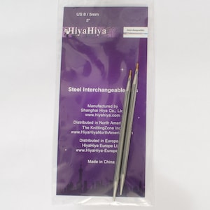 HiyaHiya Interchangable Needles<br/>Steel Regular 5 inch 5.00mm Knitting Metal Steel Needles