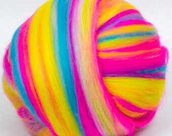 Merino Top (Dyed Neon) 100g  Wool Roving Spinning Fibre Needle Felting