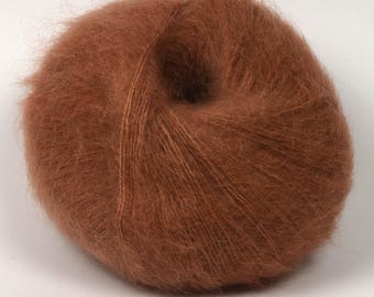 Silk Mohair Italian Fluffy (Dyed Cinnamon) 25g 200m Wool Yarn Knitting Crochet Lace 2 ply