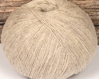 Merino Lace Yarn (Dyed Light Brown Heathered) 50g 400m 2 ply Wool Knitting Crochet Weaving