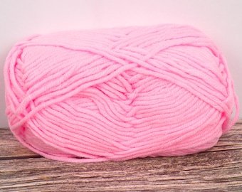 Velvet Yarn (Dyed Bright Pink) 50g 90m Aran 10ply Acrylic Soft Wool Knitting Crochet Weaving