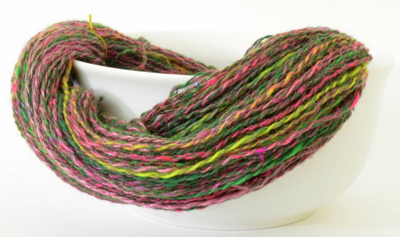 180yd 18WPI Art Yarn- 1.5oz Hand Spun Silk and Merino Yarn Handspun Yarn