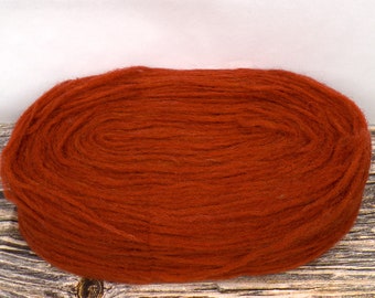 Lambswool Unspun Yarn (Dyed Tangerine) 85g Yarn Knitting or Crochet 4ply wool craft