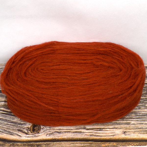 Lambswool Unspun Yarn (Dyed Tangerine) 85g Yarn Knitting or Crochet 4ply wool craft