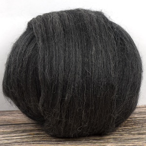 Merino Top (Natural Dark Grey) 100g Wolle Kammzug Spinnfaser Nadelfilz