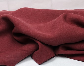 Linen Fabric Premium Stonewashed (Dyed Burgundy) 200 GSM red 1.4m wide (cut to quantity of meters ordered) Soft Flax Washed Apparel