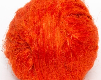 Lino Top (Calabaza Teñida) DHG 100g Fibra de Lino para Hilado Top Naranja para Fieltro
