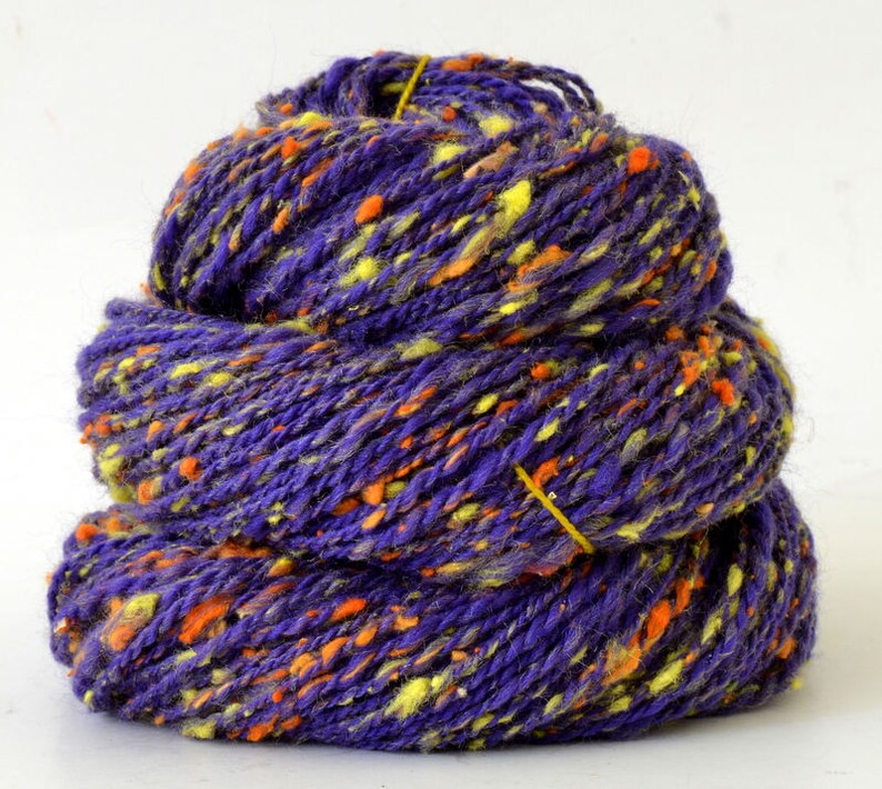128yd 16WPI Handspun Yarn Sport Art Yarn- 1.5oz Hand Spun Tweed Silk Merino Yarn