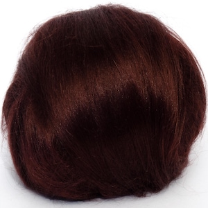Fibra de ramio (color chocolate) DHG 100 g, fibra de ortiga para hilado y fieltro, color marrón.