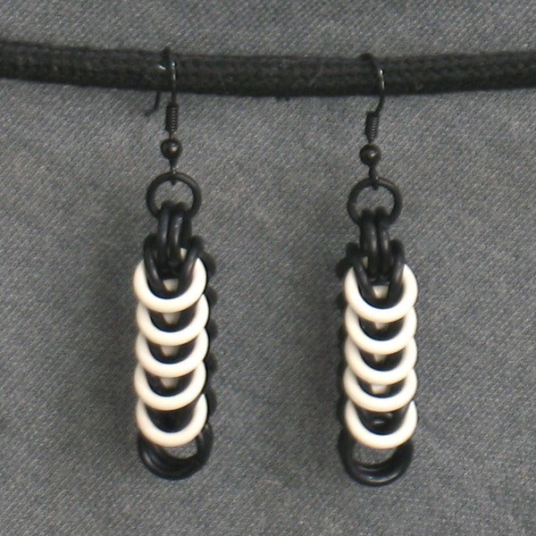 White Stripe Box Weave Earrings