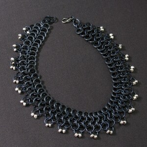 Black Beaded Chainmail Necklace