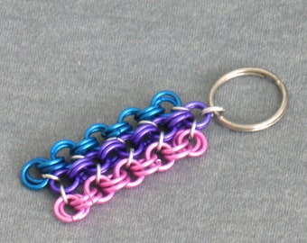 Bi Pride Chainmaille Keychain:  Two in Two Chainmaille