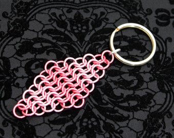 Pink Shift Chainmaille Keychain