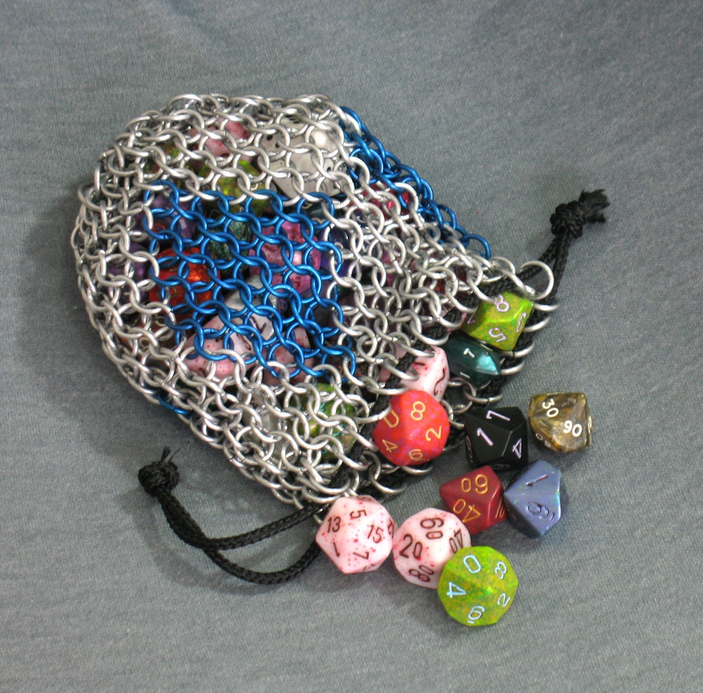 Blue Diamond Inlay Chainmaille Dice Bag - Etsy