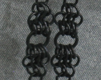Black Frilly Chainmail Earrings