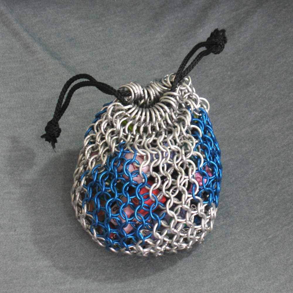 Blue Diamond Inlay Chainmaille Dice Bag - Etsy