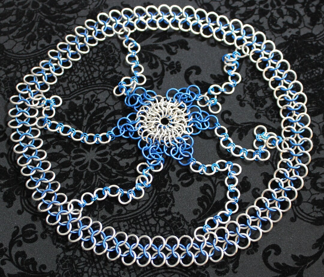 Silver and Blue Chainmaille Headdress: Cosplay, LARP, or Renaissance ...