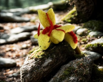Needle Felted Sleeping Dragon, Tiny Handmade Fantasy Creature